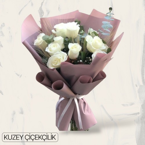 11 Beyaz Gül Buketi