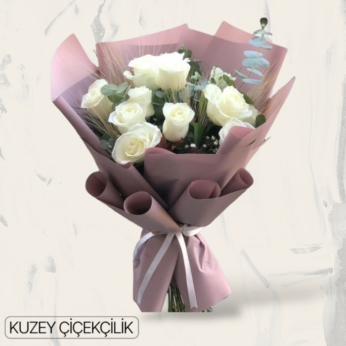 11 Beyaz Gül Buketi