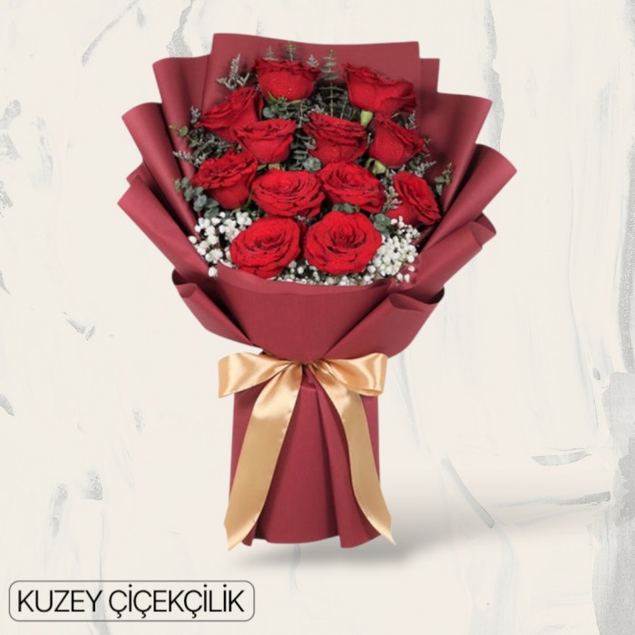 13 Kırmızı Gül Buketi
