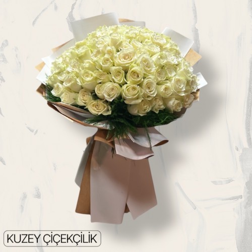 151 Beyaz Gül Buketi