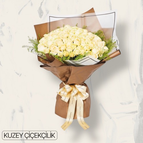 101 Beyaz Gül Buketi