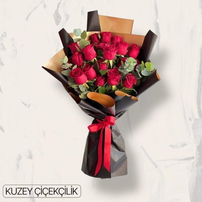 19 Kırmızı Gül Buketi