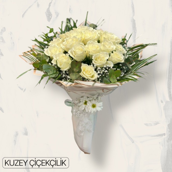 23 Beyaz Gül Buketi