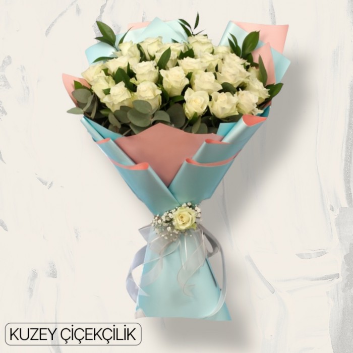 27 Beyaz Gül Buketi