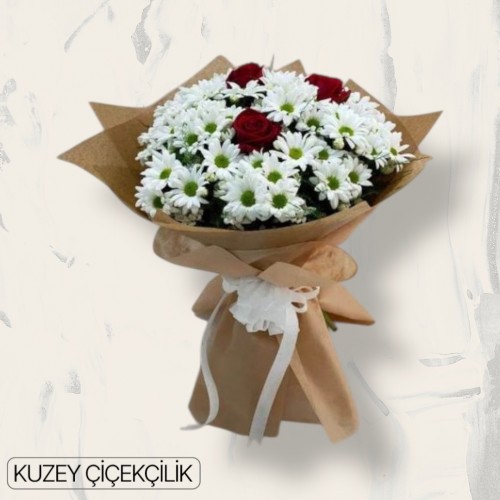 3 Güllü Papatya Buketi