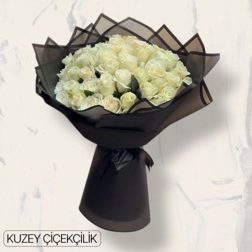 51 Beyaz Gül Buketi