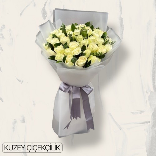 30 Beyaz Gül Buketi