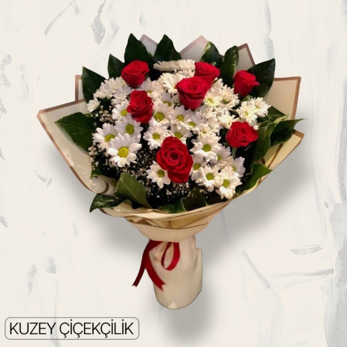 7 Güllü Papatya Buketi