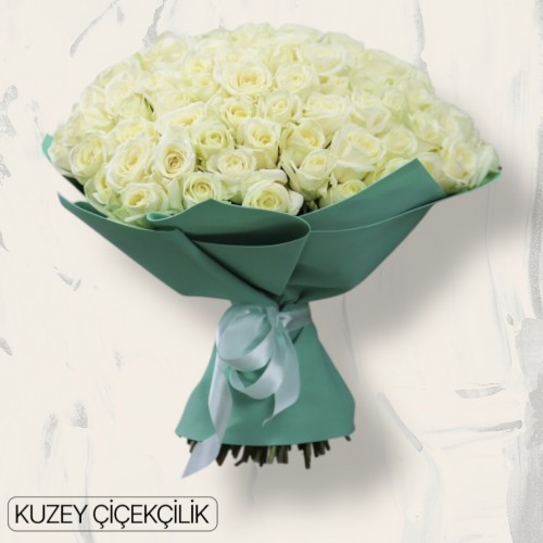 71 Beyaz Gül Buketi