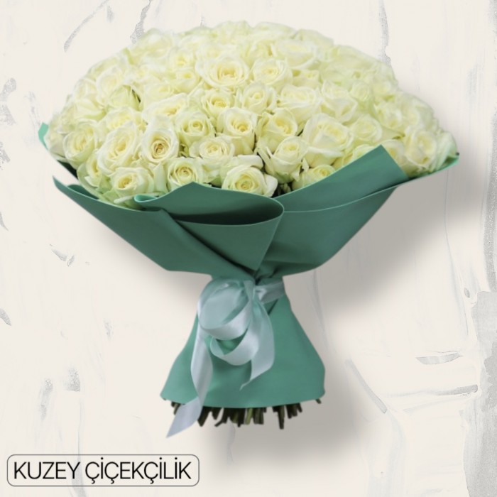 71 Beyaz Gül Buketi