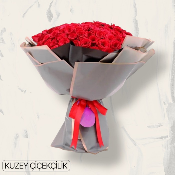 91 Kırmızı Gül Buketi