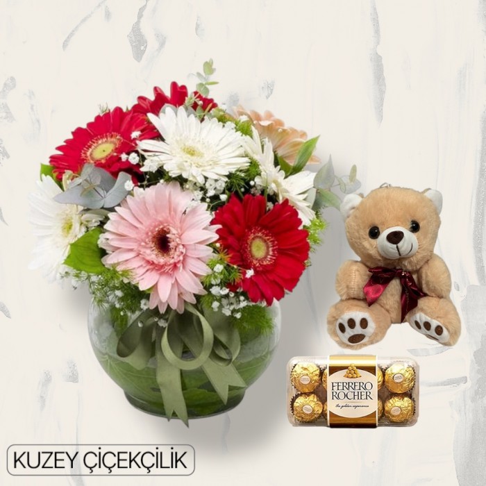 Akvaryumda Gerbera Ayıcık 16lı Ferrero Çikolata