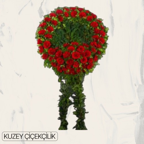 Ayaklı Kırmızı Cenaze Çelenk