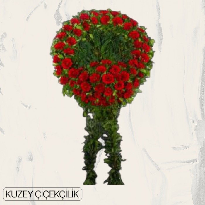 Ayaklı Kırmızı Cenaze Çelenk