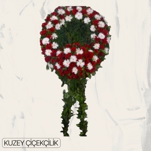 Ayaklı Kırmızı Beyaz Cenaze Çelenk