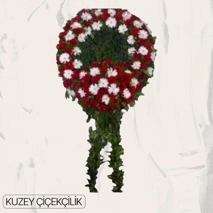Ayaklı Kırmızı Beyaz Cenaze Çelenk