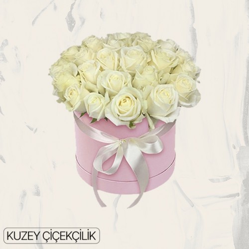Kutuda 25 Beyaz Gül