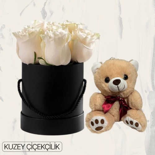 Kutuda 7 Beyaz Gül Ayıcık