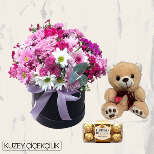 Kutuda Karışık Çiçek Ayıcık 16'lı Ferrero Çikolata