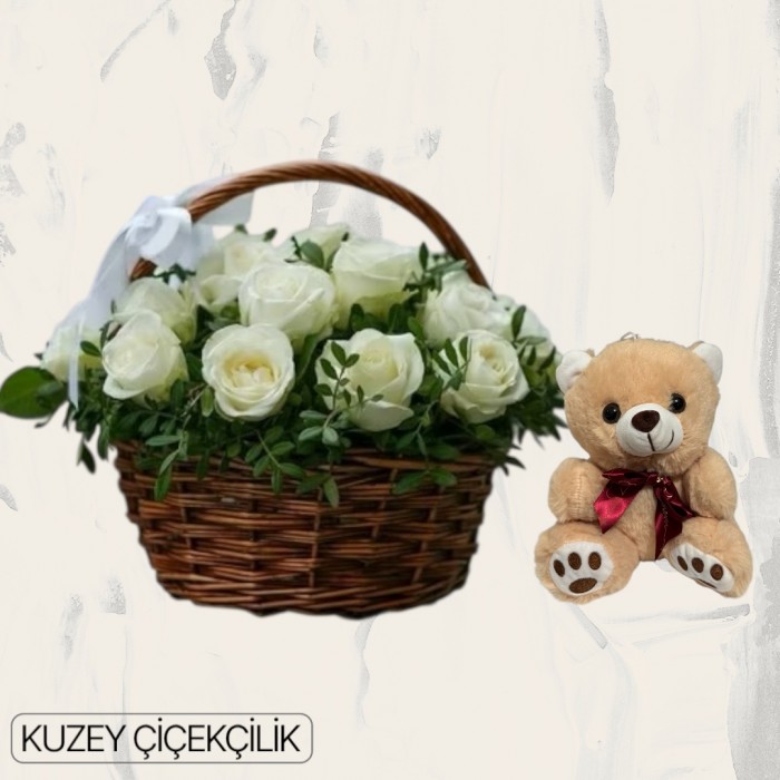 Sepette 25 Beyaz Gül Ayıcık