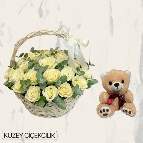 Sepette 33 Beyaz Gül Ayıcık