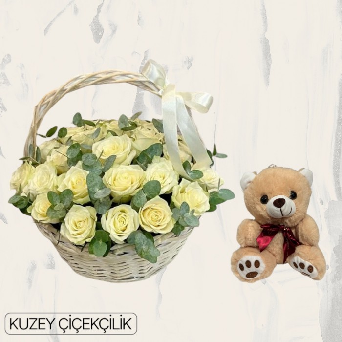 Sepette 33 Beyaz Gül Ayıcık