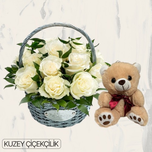 Sepette 15 Beyaz Gül Ayıcık