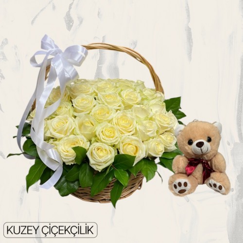 Sepette 51 Beyaz Gül Ayıcık
