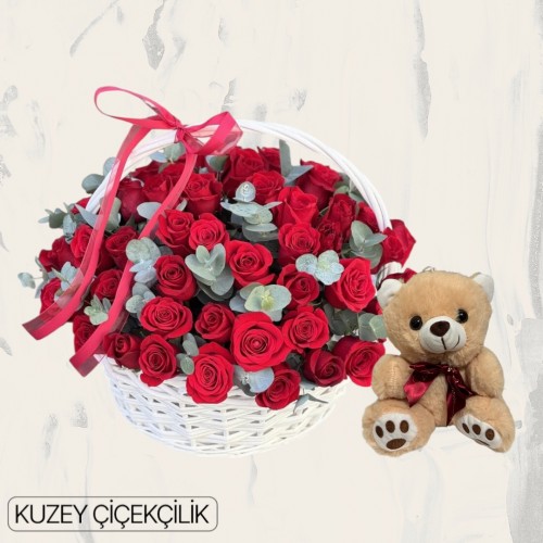 Sepette 51 Kırmızı Gül Ayıcık