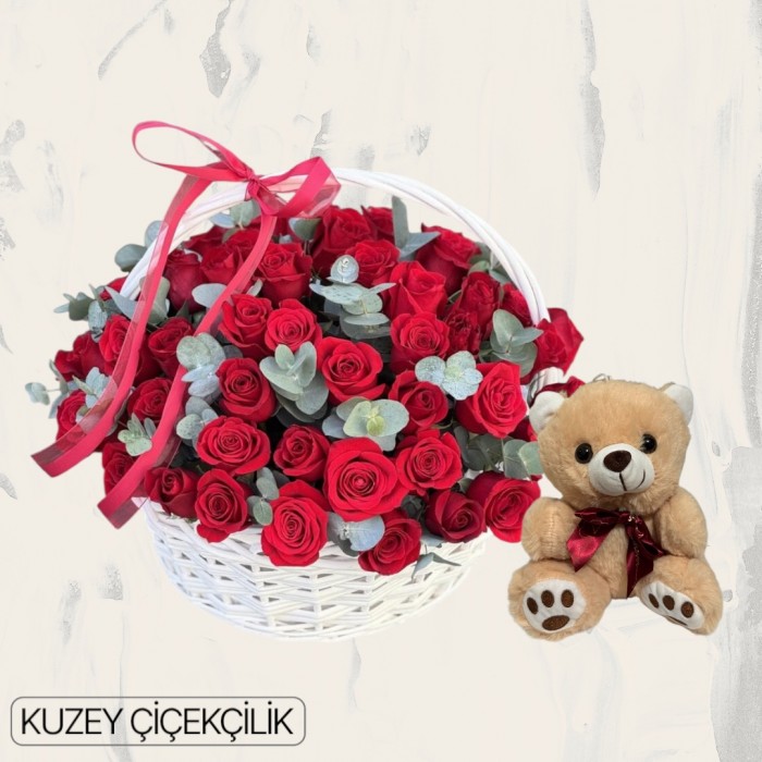 Sepette 51 Kırmızı Gül Ayıcık