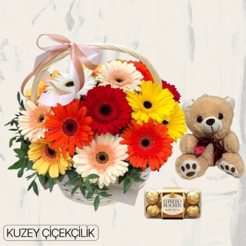 Sepette Gerbera Ayıcık 16'lı Ferrero Çikolata