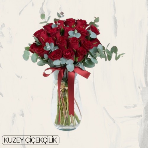 Vazoda 19 Kırmızı Gül