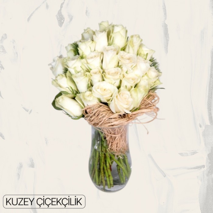 Vazoda 23 Beyaz Gül