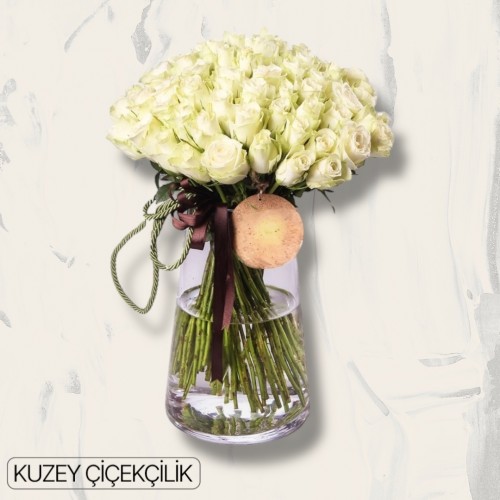 Vazoda 71 Beyaz Gül