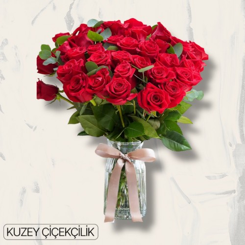 Vazoda 33 Kırmızı Gül